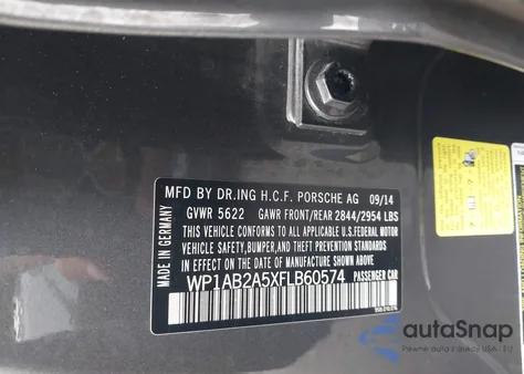 2015 Porsche Macan S from USA, damaged, VIN WP1AB2A5XFLB60574